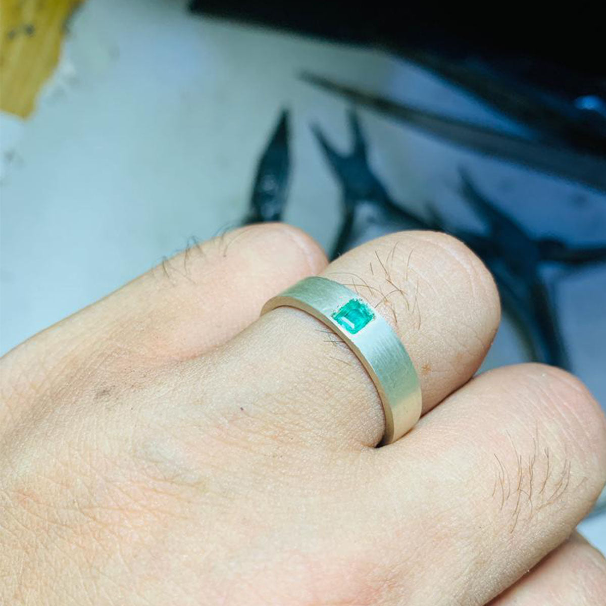 Bold and Unique: Men's Rings Featuring Afghan Emeralds Nk-430