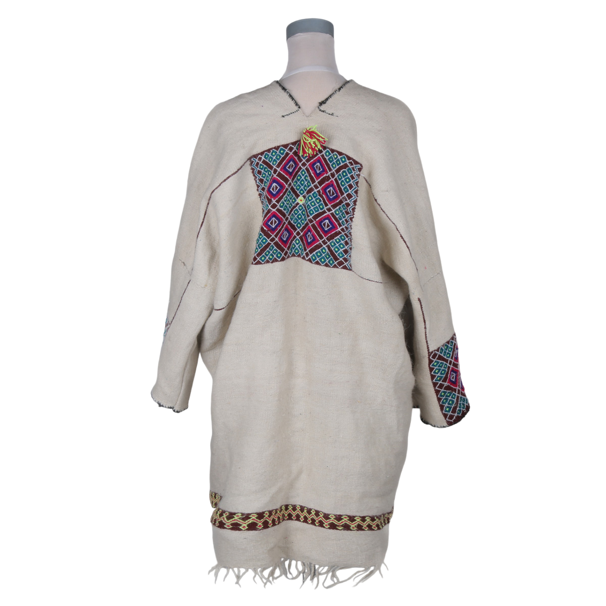 White Nuristani Woollen Party Coat Nk-062